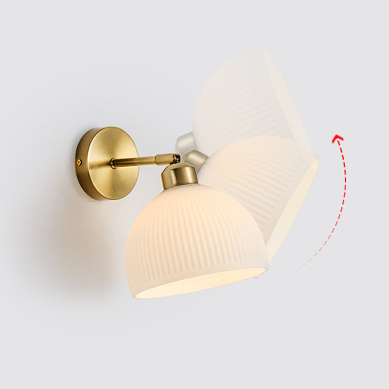 Nordic Style Wall Light Dome Shape Adjustable Wall Lamp with Glass Shade for Bedroom
