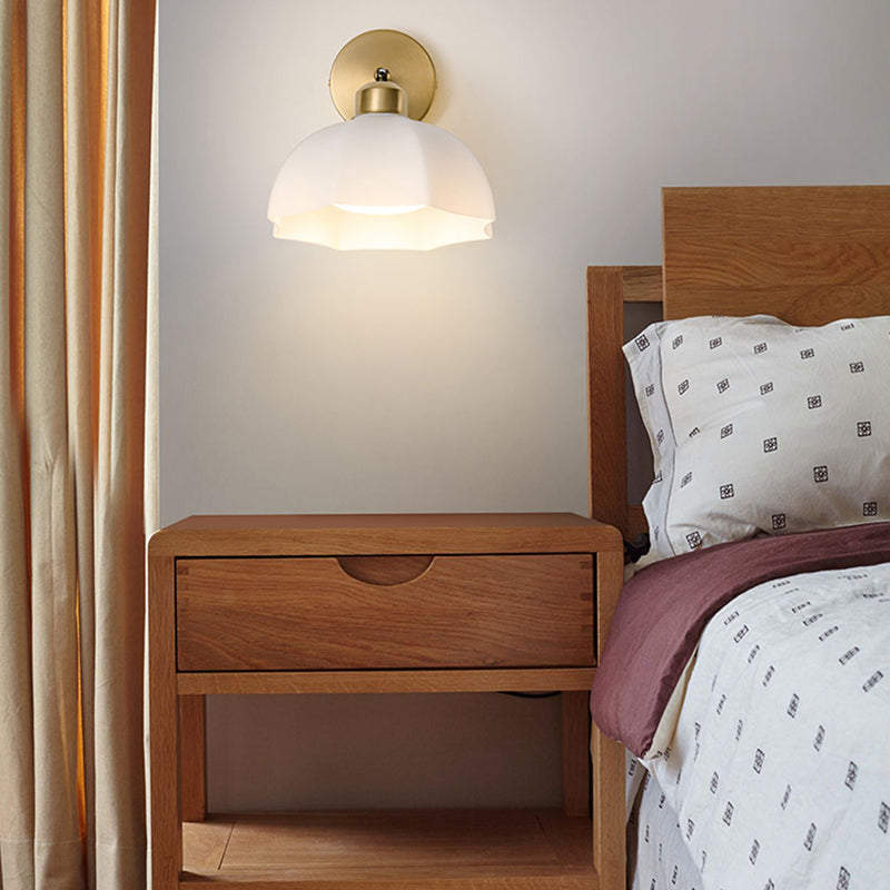 Nordic Style Wall Light Dome Shape Wall Lamp with Glass Shade for Living Room