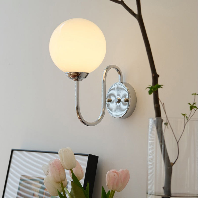 Nordic Style Wall Light Ball Shape Wall Lamp with Glass Shade for Living Room