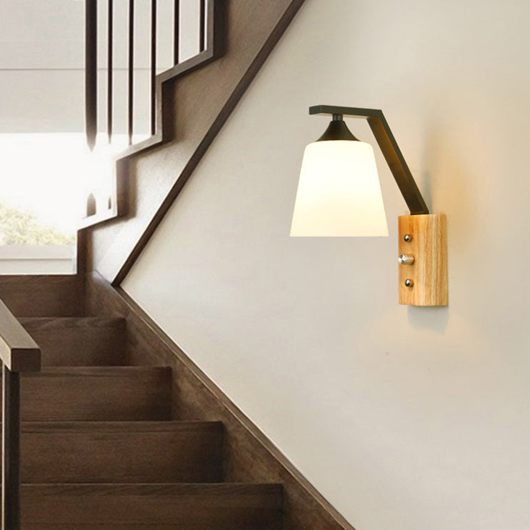 Nordic Style Wooden Wall Light Cylinder Shape Wall Lamp for Living Room