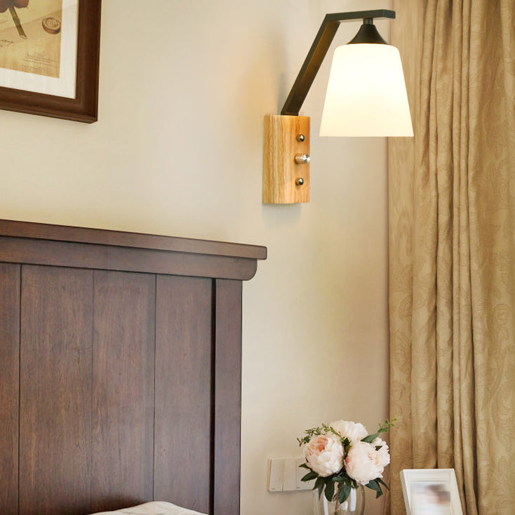 Nordic Style Wooden Wall Light Cylinder Shape Wall Lamp for Living Room