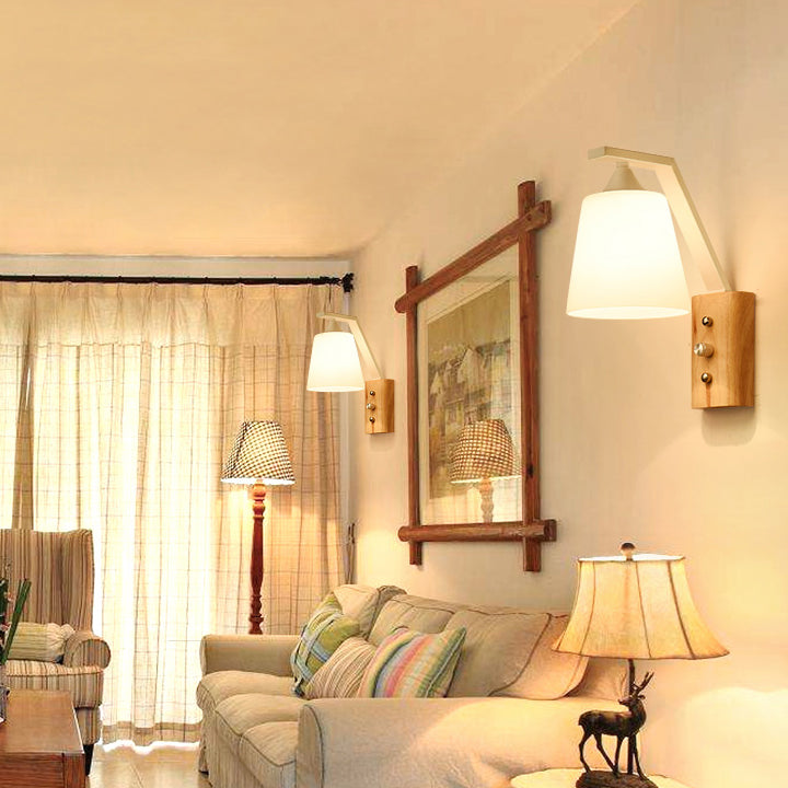 Nordic Style Wooden Wall Light Cylinder Shape Wall Lamp for Living Room