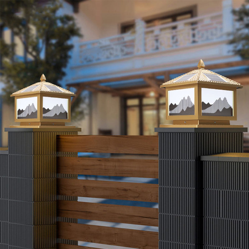 Contemporary LED Pillar Light Household Solar Lighting Fixture for Garden