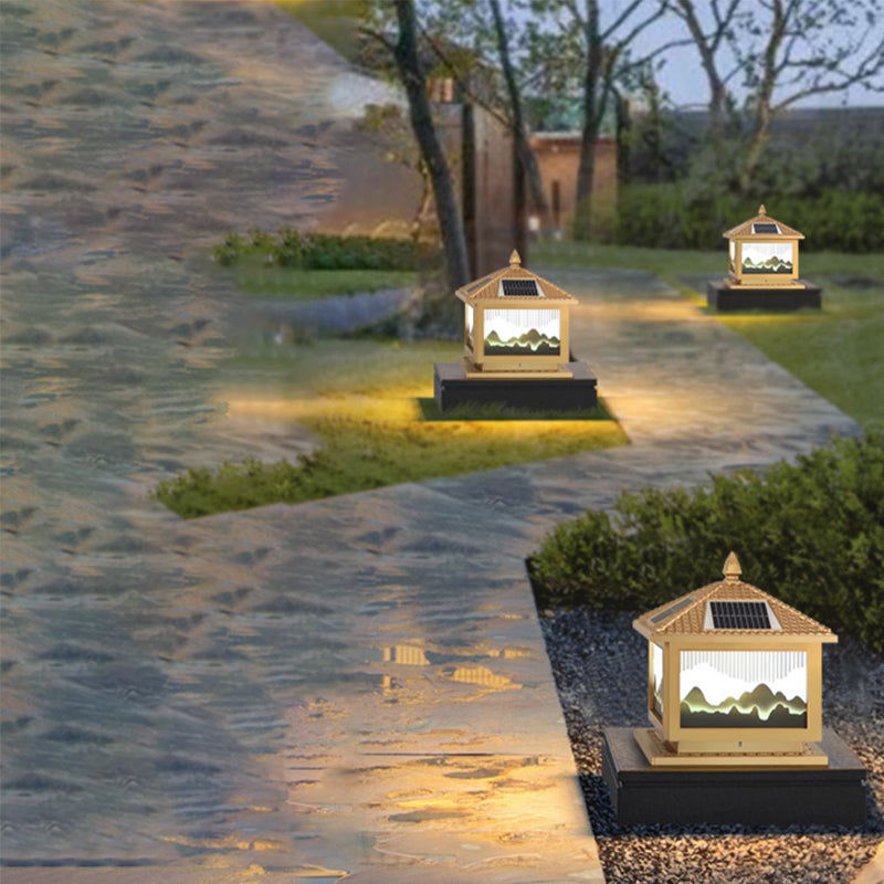 Contemporary LED Pillar Light Household Solar Lighting Fixture for Garden