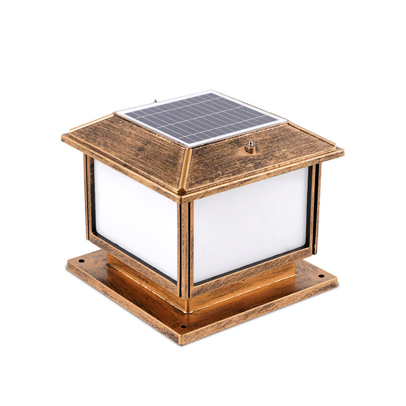 Geometric LED Pillar Light Modern Solar Lighting Fixture for Garden