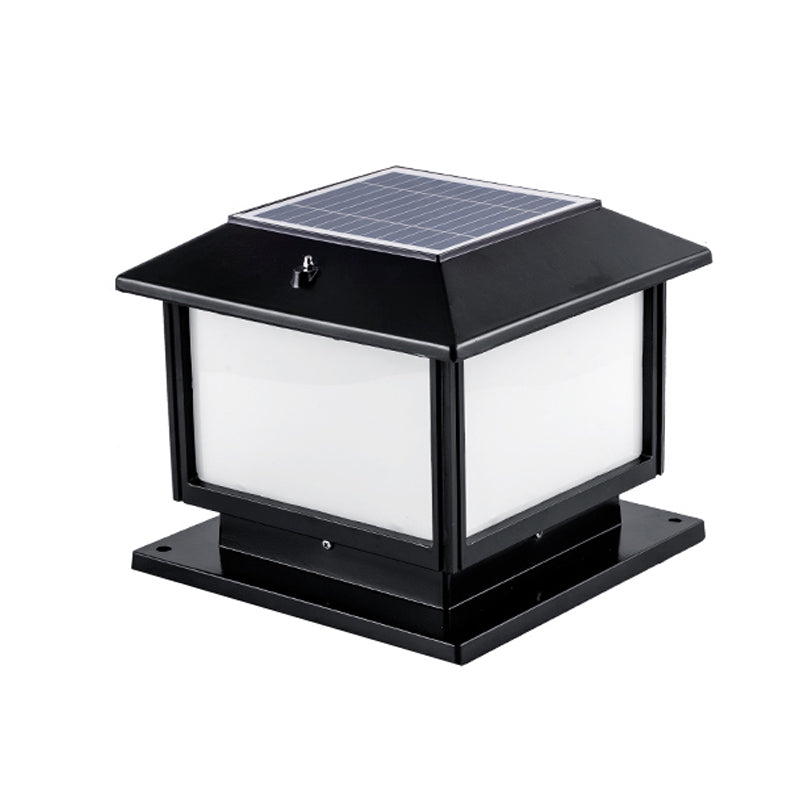 Geometric LED Pillar Light Modern Solar Lighting Fixture for Garden