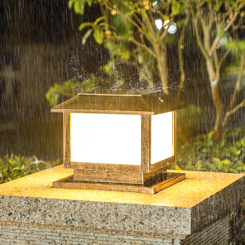 Geometric LED Pillar Light Modern Solar Lighting Fixture for Garden