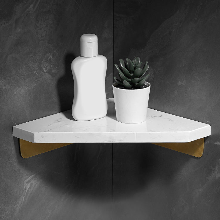 Marble 2 Piece Bathroom Accessory Set Brushed Metal Bath Shelf