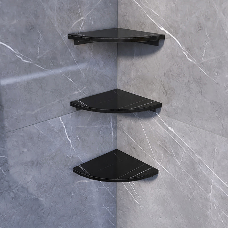 3 Piece Modern Bathroom Accessory Set Marble and Metal Bath Shelf