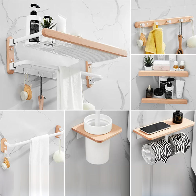 White 7-piece Bathroom Accessory Set Wood and Metal Bathroom Set