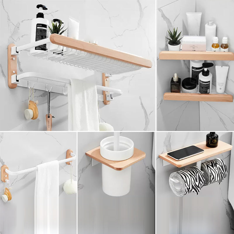 White 7-piece Bathroom Accessory Set Wood and Metal Bathroom Set