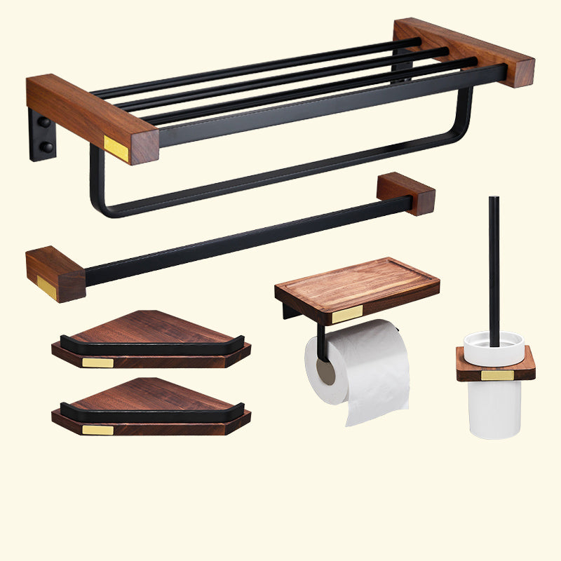 Metal Bathroom Accessory Set Walnut Brown Bathroom Hardware Set