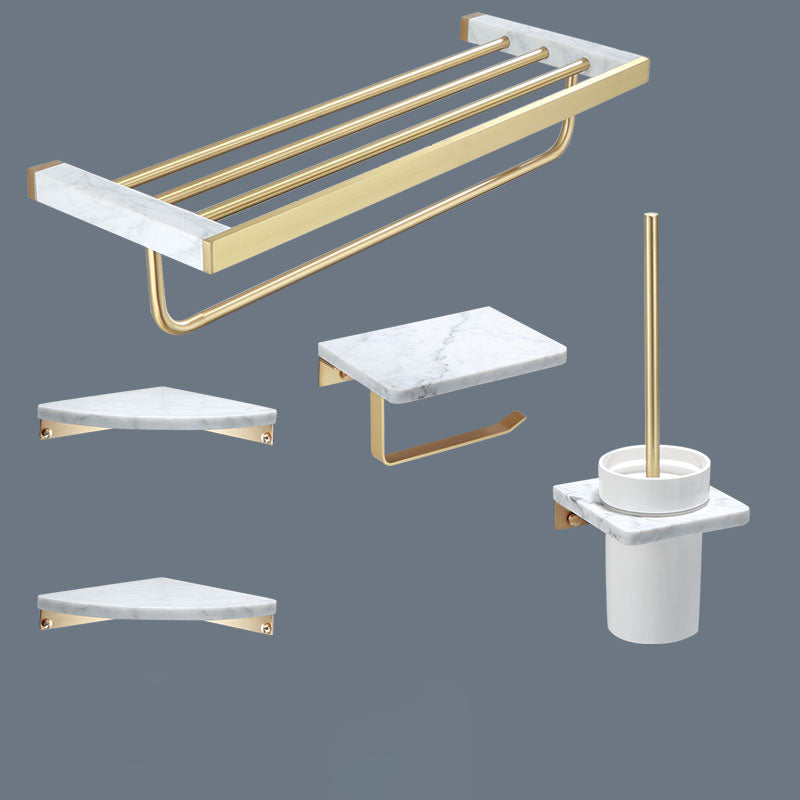 Polished Brass Bathroom Accessory Set Marble Bathroom Hardware