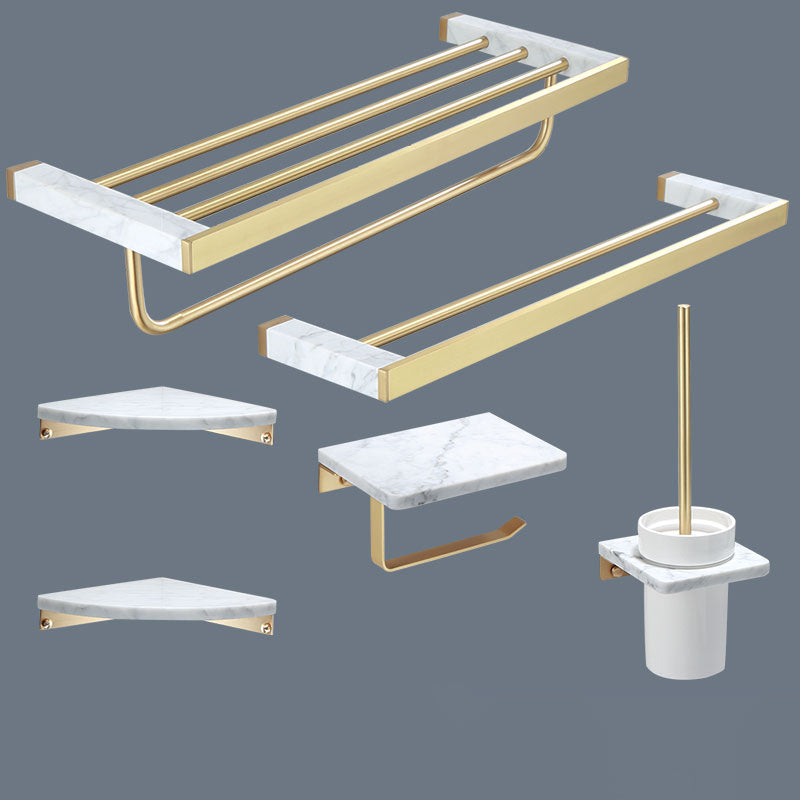 Polished Brass Bathroom Accessory Set Marble Bathroom Hardware