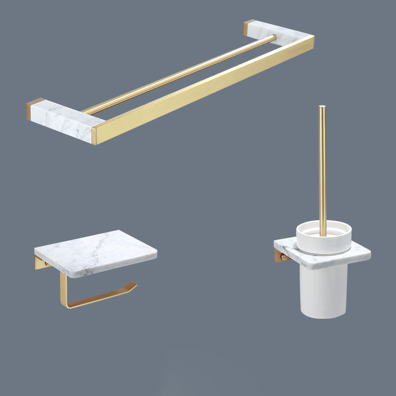 Polished Brass Bathroom Accessory Set Marble Bathroom Hardware