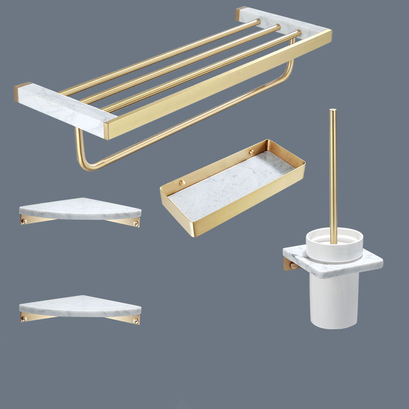 Polished Brass Bathroom Accessory Set Marble Bathroom Hardware