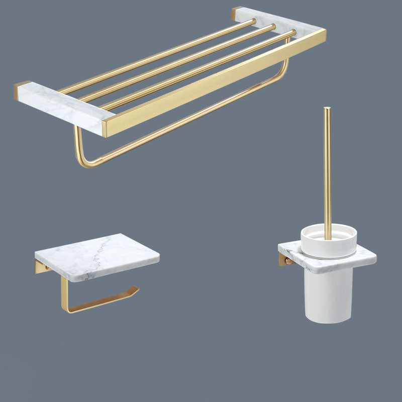Polished Brass Bathroom Accessory Set Marble Bathroom Hardware