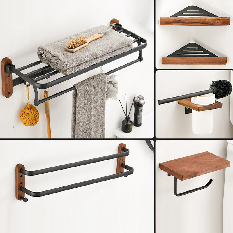 Solid Wood Bathroom Accessory Set Foldable Metal Bathroom Hardware