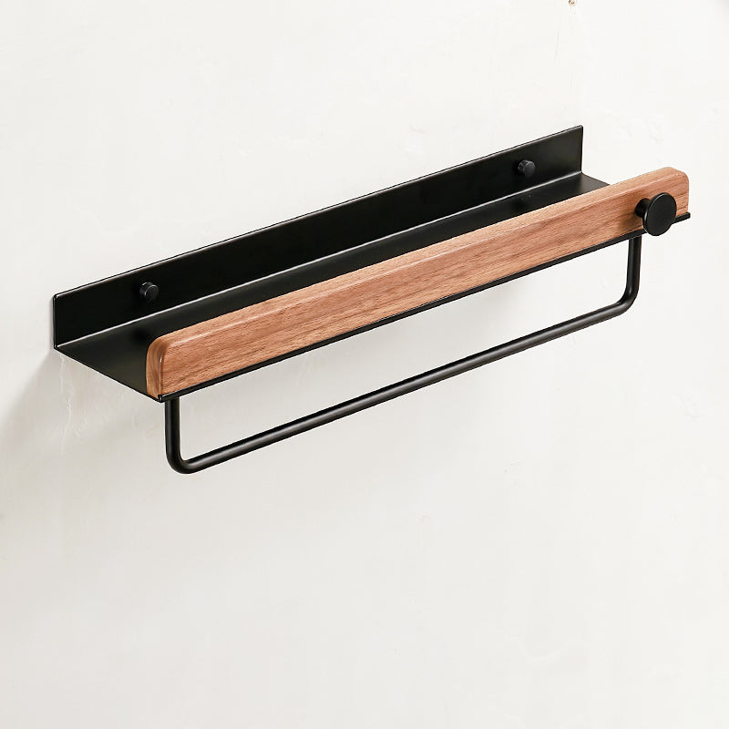 Solid Wood Bathroom Accessory Set Foldable Metal Bathroom Hardware