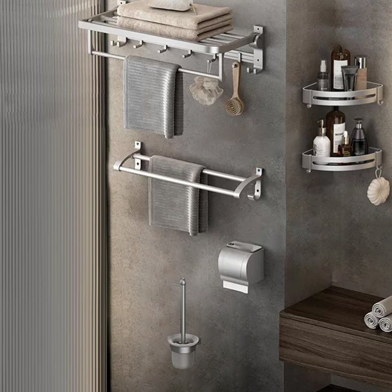 Contemporary Silver Metal Bath Hardware Set with Triangle Bath Shelf