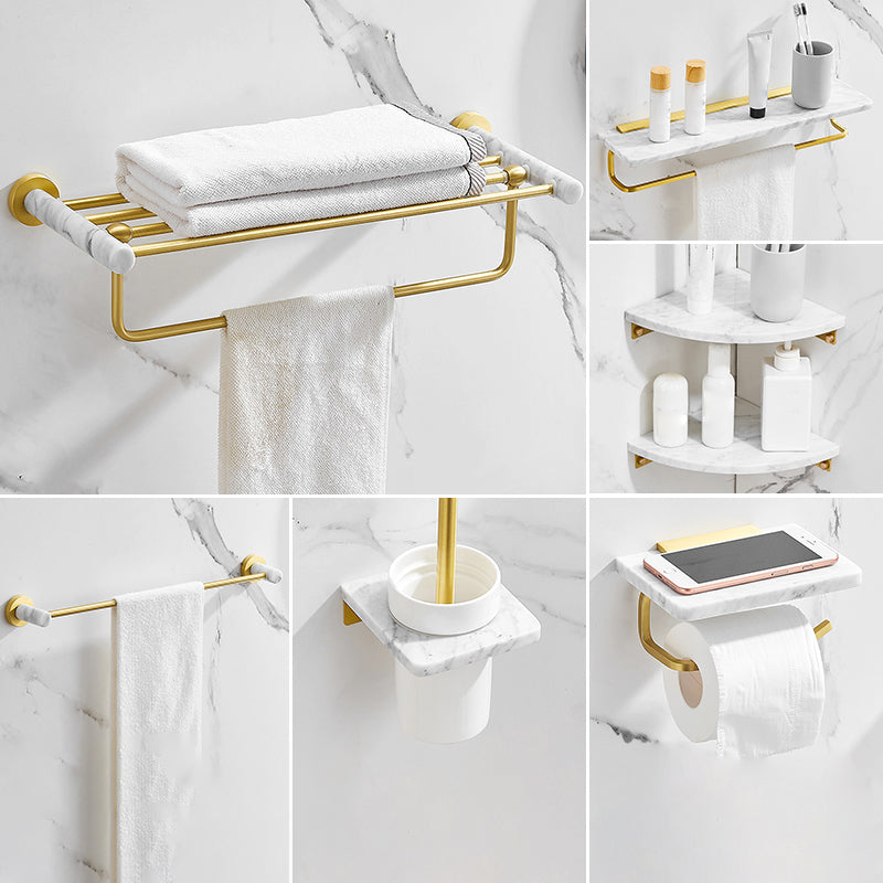 7 Piece Bathroom Accessory Set Marble and Metal Bathroom Hardware
