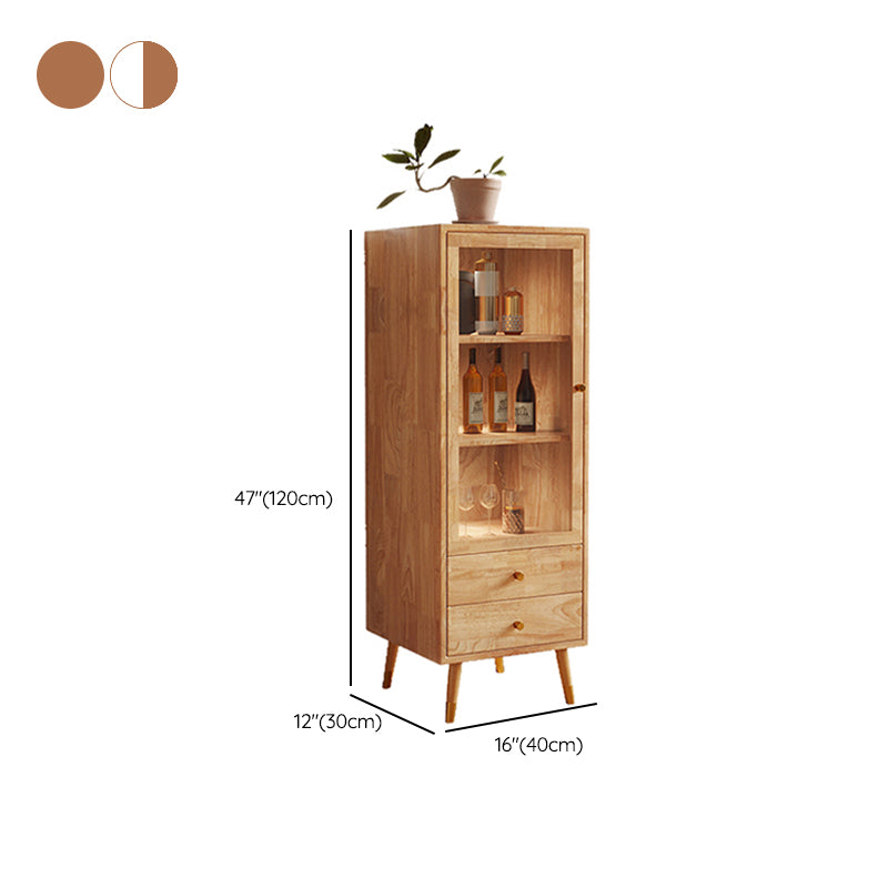 Modernist Cabinet Natural Finish Side Cabinet with Glass Paned