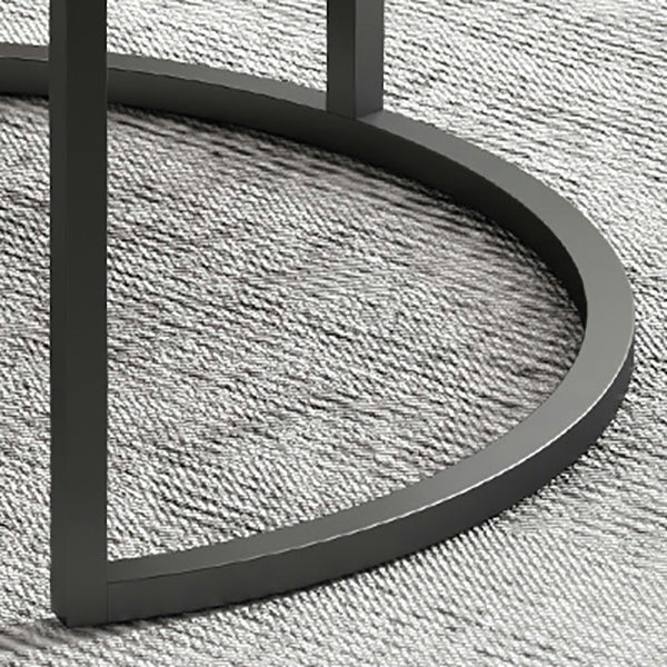 Round Slate Coffee Table Set Frame Cocktail Table with 2 Storage Drawers