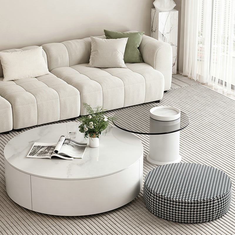 Slate Top Coffee Table Set Frame Cocktail Table with 2 Storage Drawers