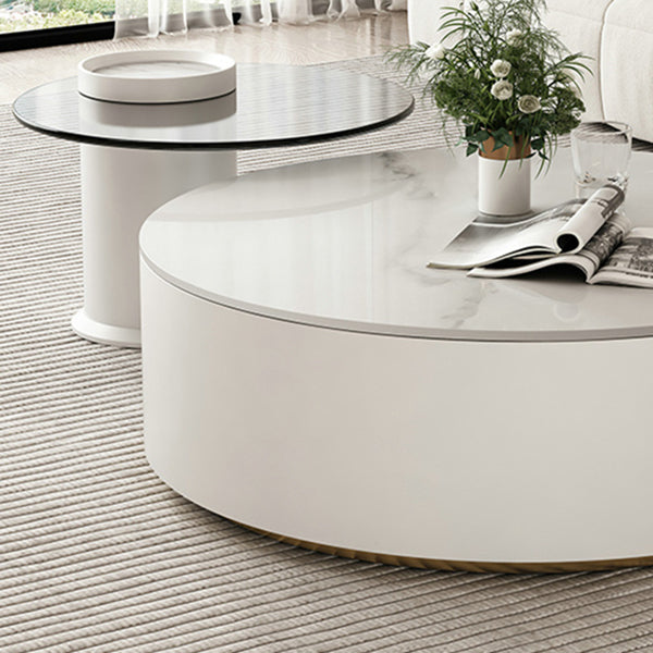 Slate Top Coffee Table Set Frame Cocktail Table with 2 Storage Drawers