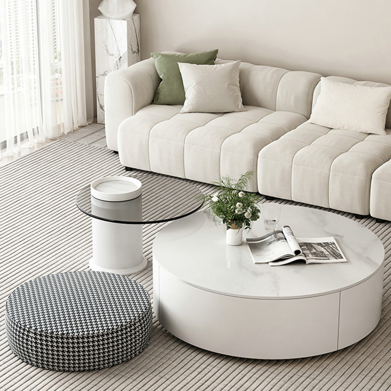 Slate Top Coffee Table Set Frame Cocktail Table with 2 Storage Drawers
