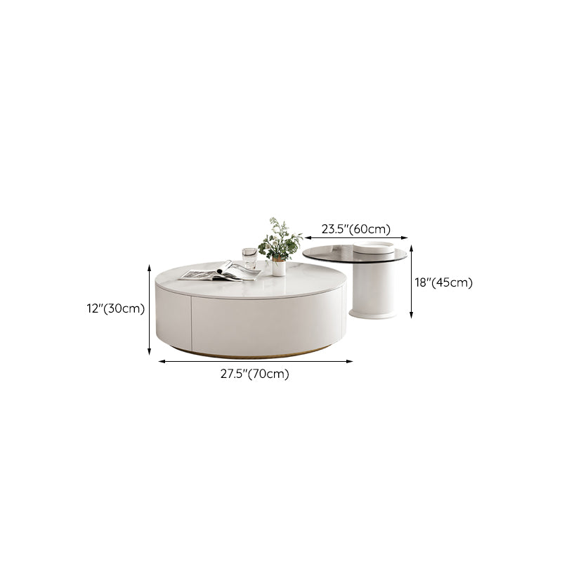 Slate Top Coffee Table Set Frame Cocktail Table with 2 Storage Drawers
