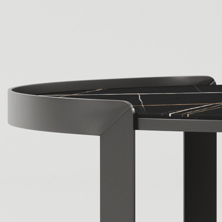 Round Stone Coffee Table Set Stainless Steel Simple Cocktail Table