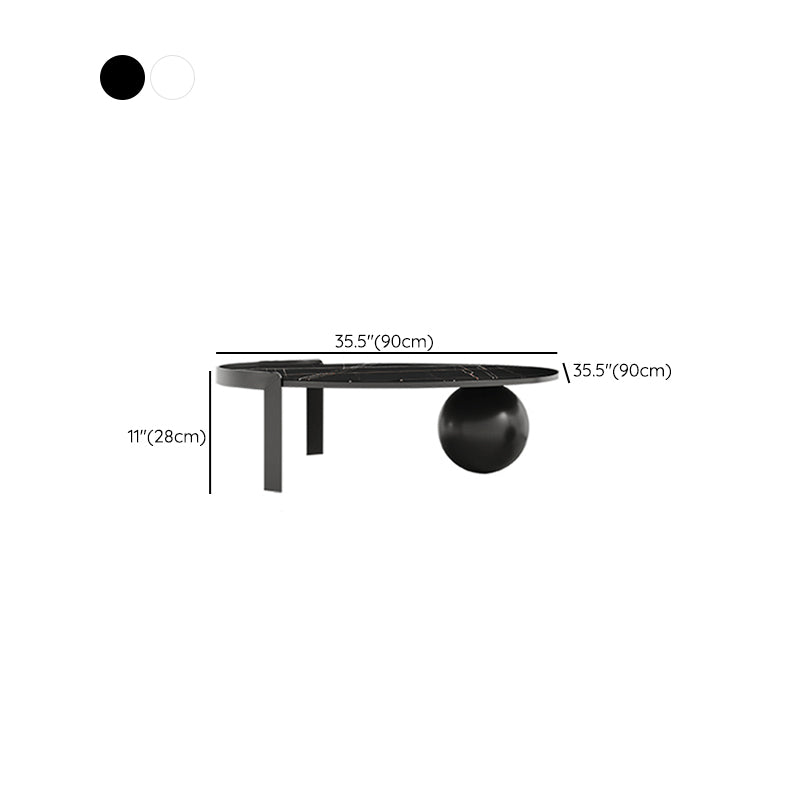 Round Stone Coffee Table Set Stainless Steel Simple Cocktail Table