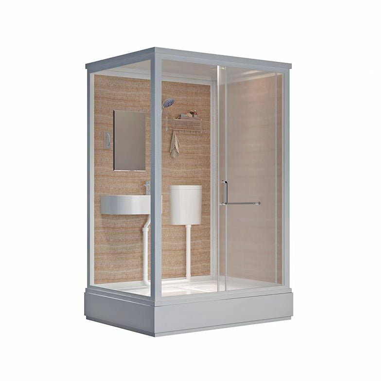 Shower Enclosure Clear Framed Single Sliding Rectangle Black Shower Stall