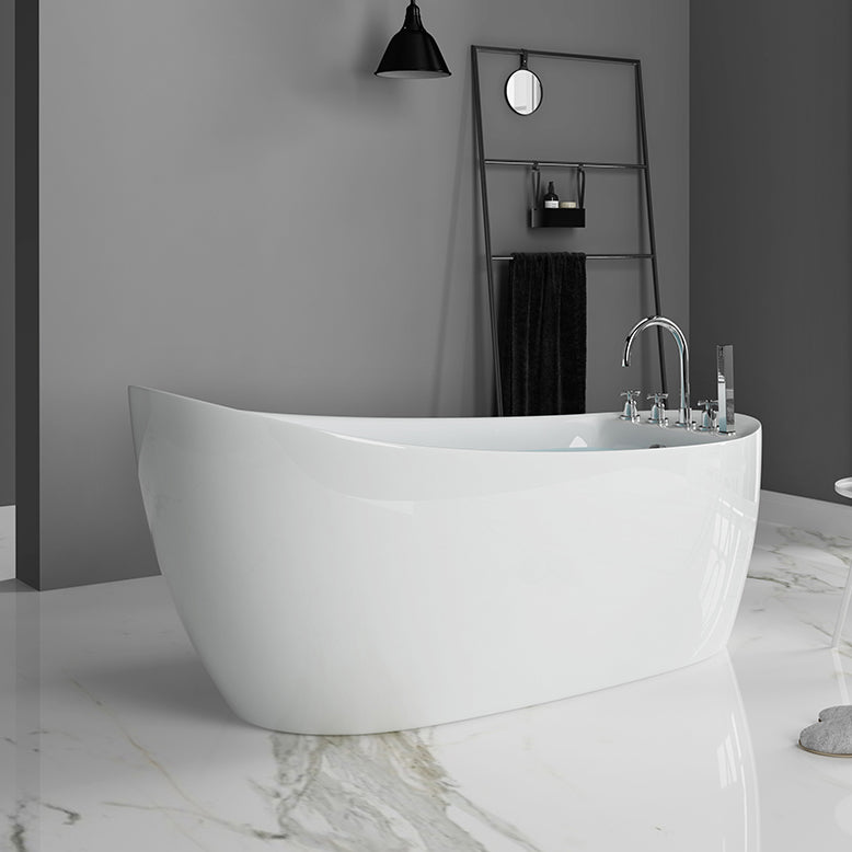 Freestanding Acrylic Bathtub Pop-up Drain Oval Modern Right-Hand Bath