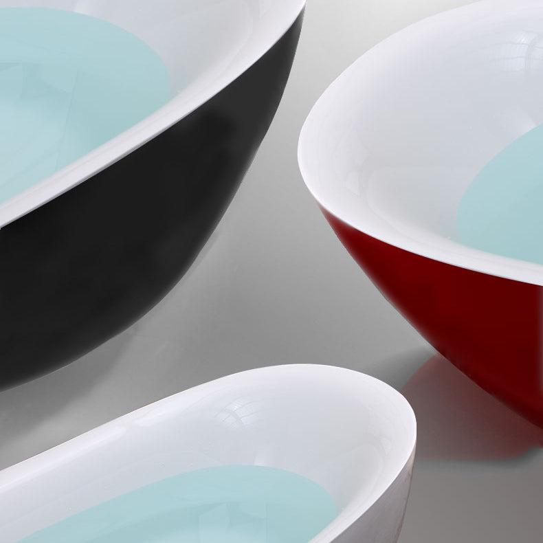 Freestanding Acrylic Bathtub Pop-up Drain Oval Modern Right-Hand Bath