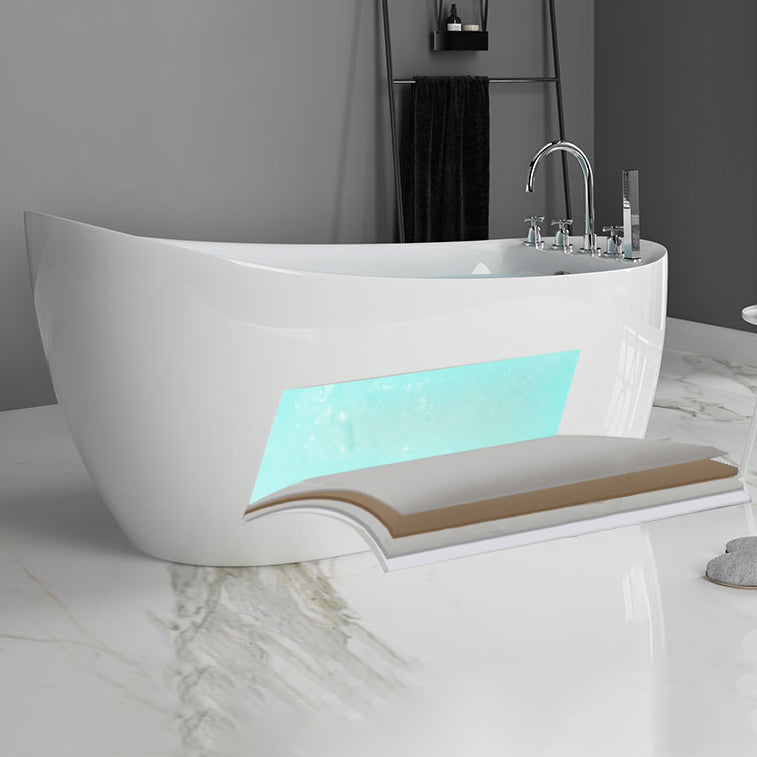 Freestanding Acrylic Bathtub Pop-up Drain Oval Modern Right-Hand Bath