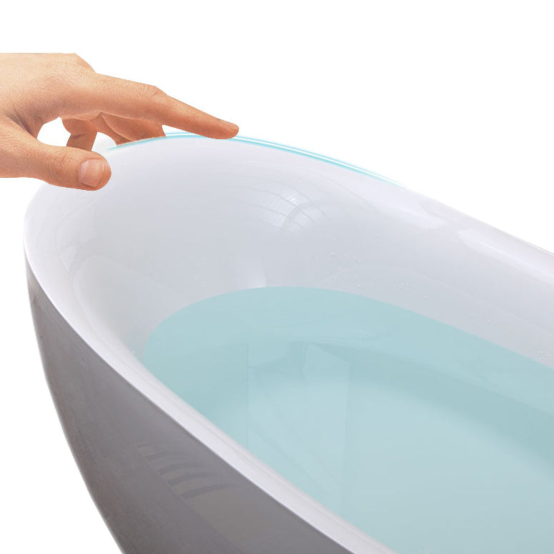 Freestanding Acrylic Bathtub Pop-up Drain Oval Modern Right-Hand Bath