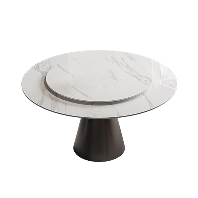 White Stone Top Dining Room Set of 1/4/5 with Round Table Furniture