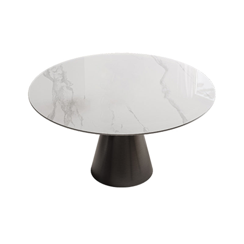 White Stone Top Dining Room Set of 1/4/5 with Round Table Furniture