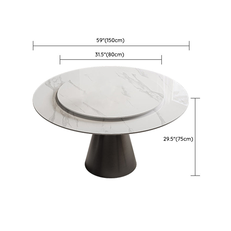 White Stone Top Dining Room Set of 1/4/5 with Round Table Furniture