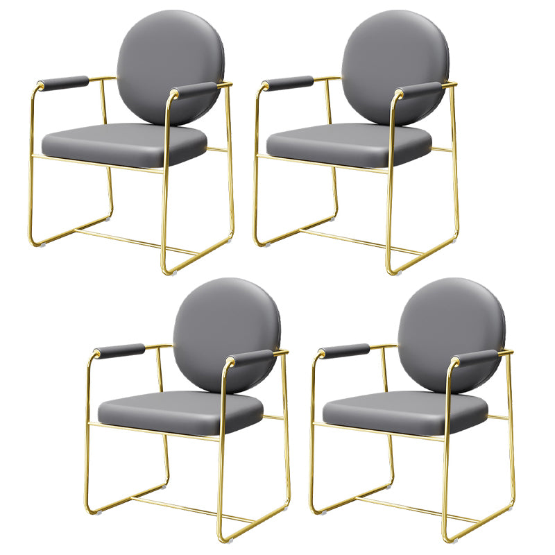 Metal Dinette Set with Gray Chairs 1/2/4/7 Pcs Glam Dining Table Set