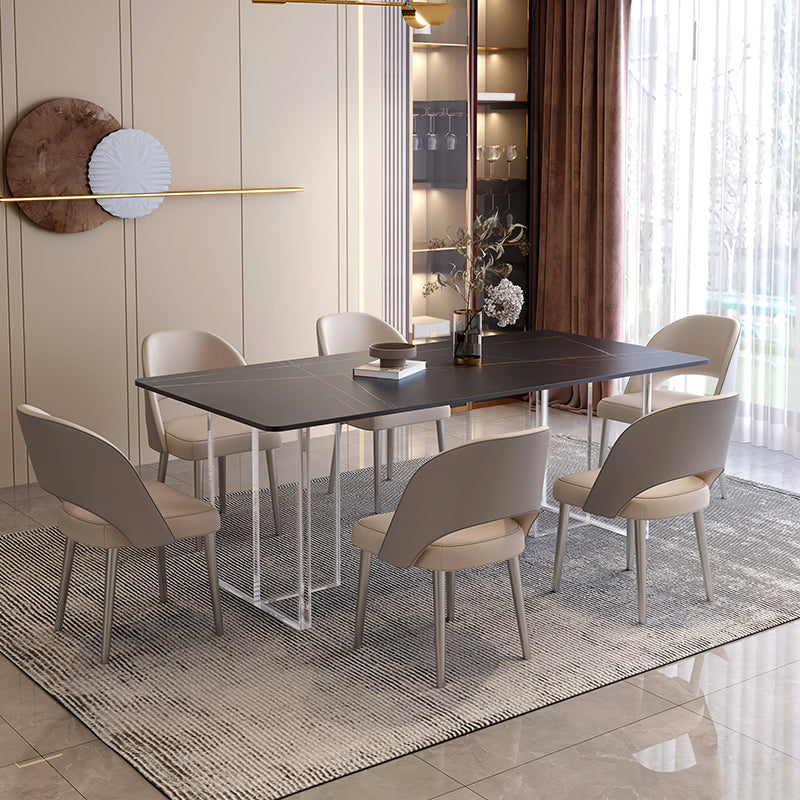 Modern Rectangle Stone Dining Table 1/7 Pieces Dining Set for Dining Room