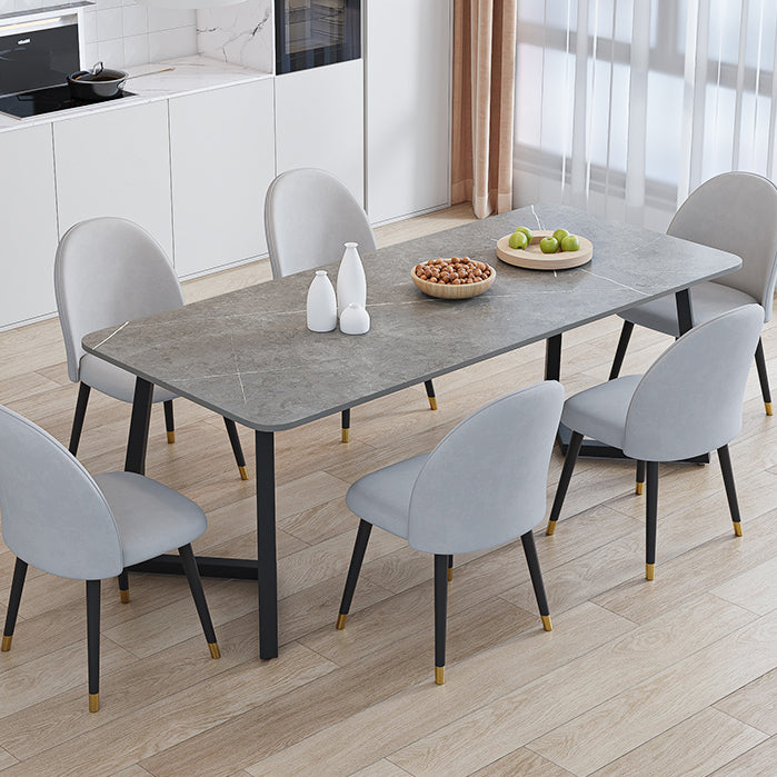 Modern Rectangle Stone Dining Table 1/2/5/7 Pieces Dining Set for Living Room