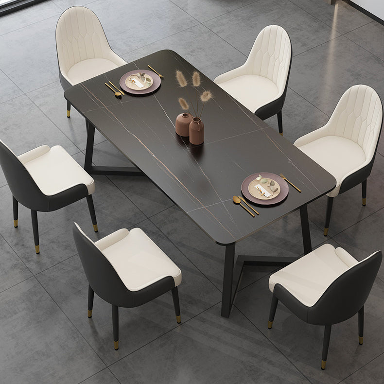 Modern Stone Rectangle Dining Table 1/2/5/7 Pieces Dining Set for Kitchen