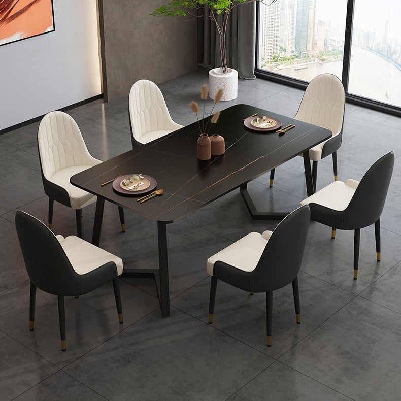Modern Stone Rectangle Dining Table 1/2/5/7 Pieces Dining Set for Kitchen