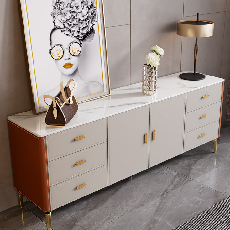 Classic Glam Dresser Stone Storage Chest Dresser with 6 Drawers , 15.6 Inch W