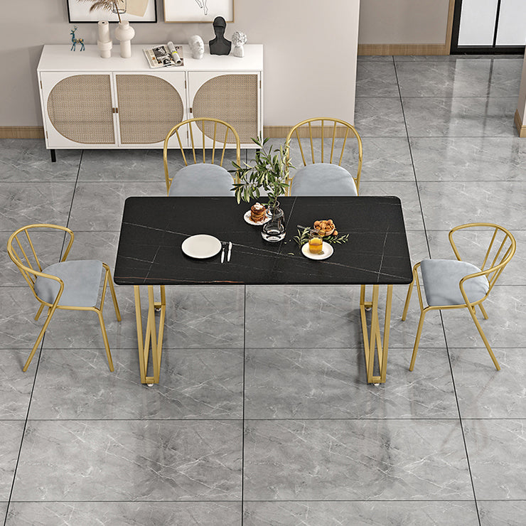 Nordic Rectangle Stone Dining Table 1/5/7 Pieces Dining Set for Dining Room