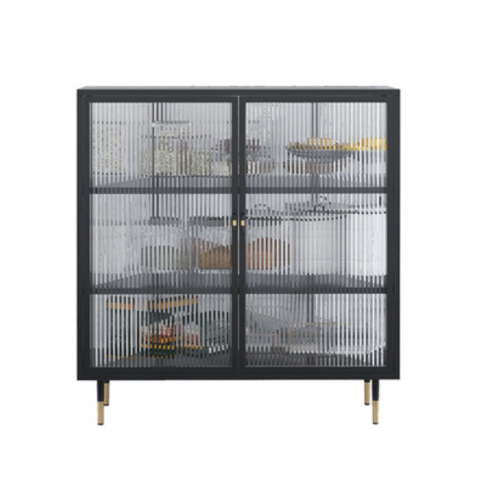 Contemporary China Cabinet Glass Doors Metal Storage Cabinet with Doors