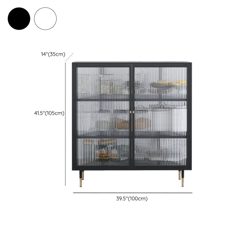 Contemporary China Cabinet Glass Doors Metal Storage Cabinet with Doors